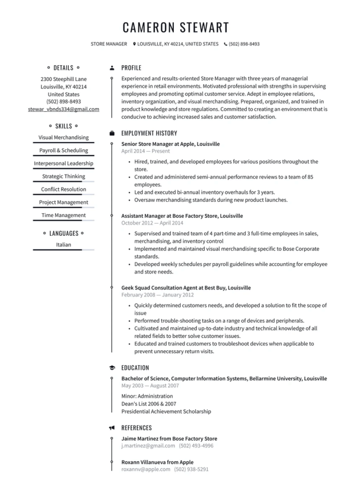 Belk Manager - Department Manager and Store Manager Resume Template