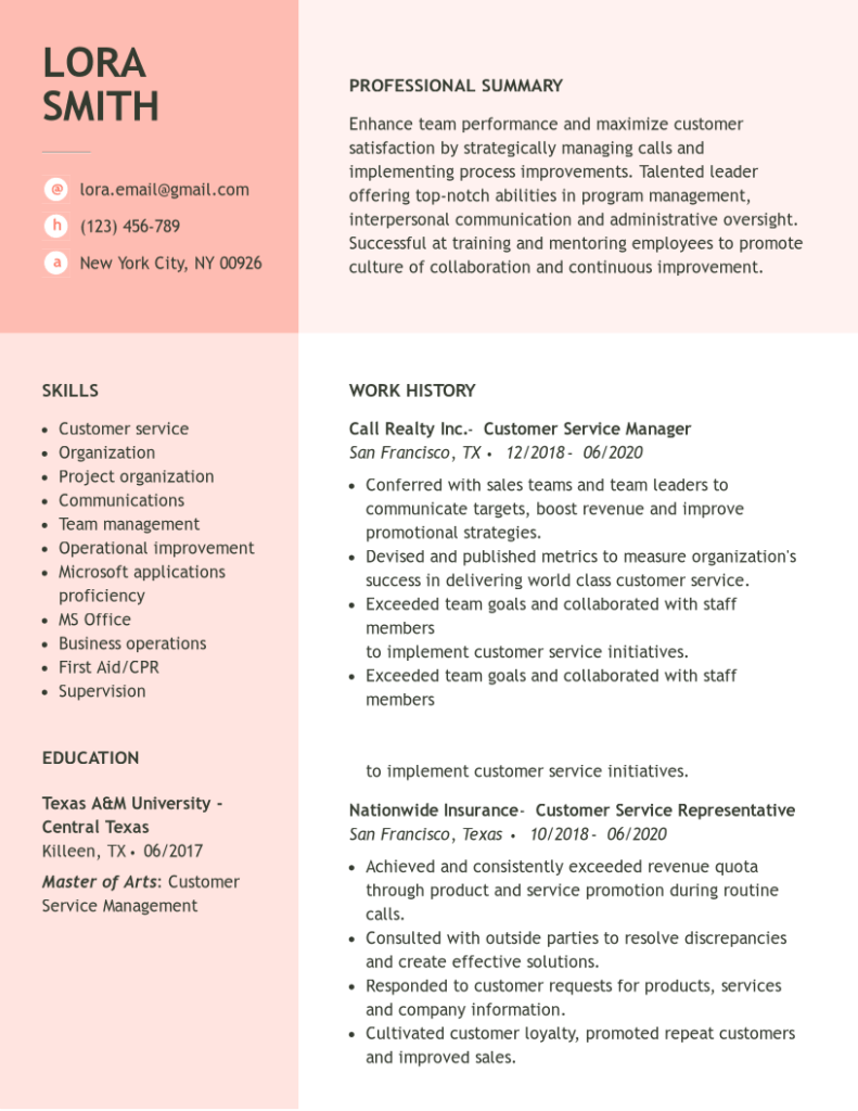 Customer Support Associate Resume Template