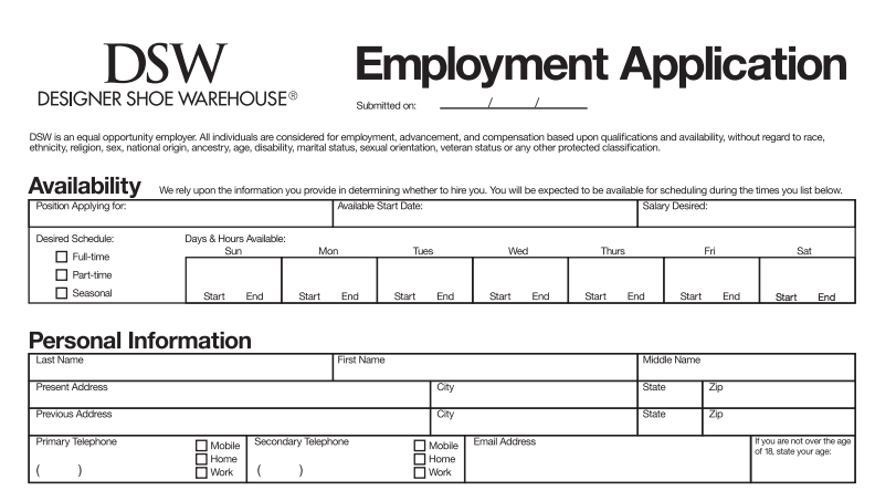 DSW Online Job Application