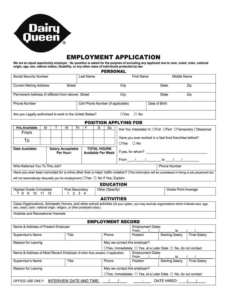 Dairy Queen application