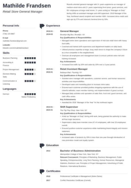 General Manager Resume Template