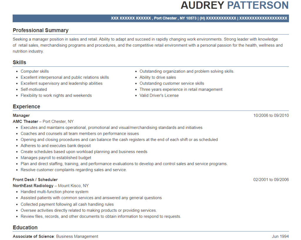 Manager Resume Template