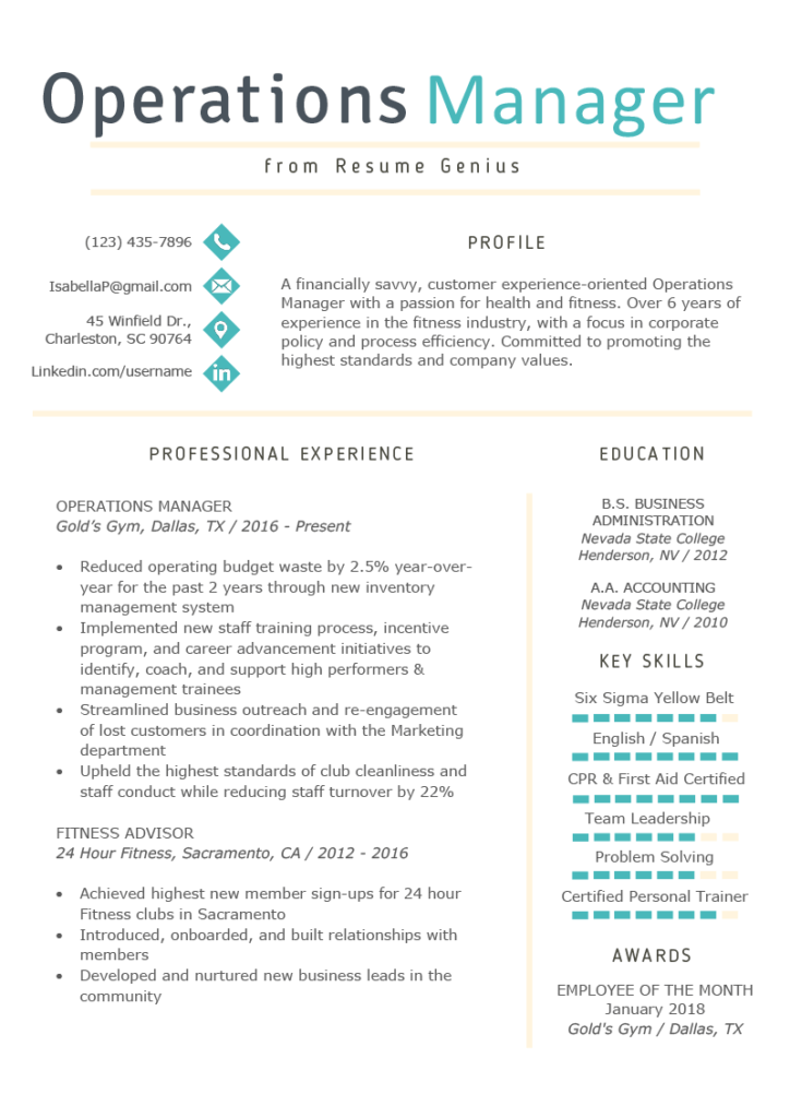 Manager Resume Template