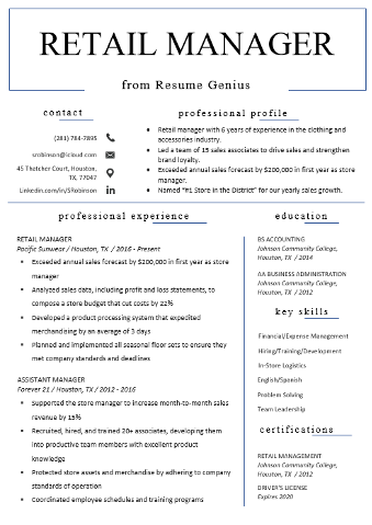 Manager Resume Template