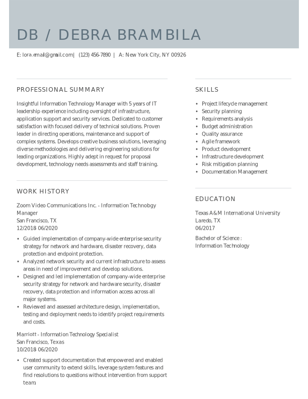 Technical Specialist Resume Template